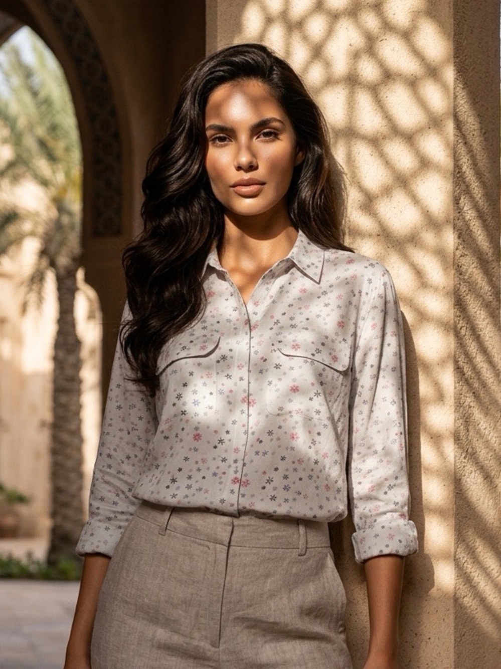 Equipment Femme Starburst Silk Shirt, Size M